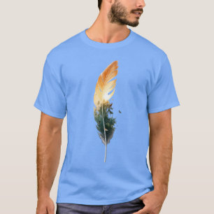 Federwald-Sonnenuntergang-Doppelbelichtungs-T-Shir T-Shirt