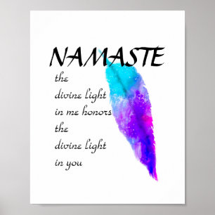 Federwasserfarbe zen Namaste blau und lila Poster
