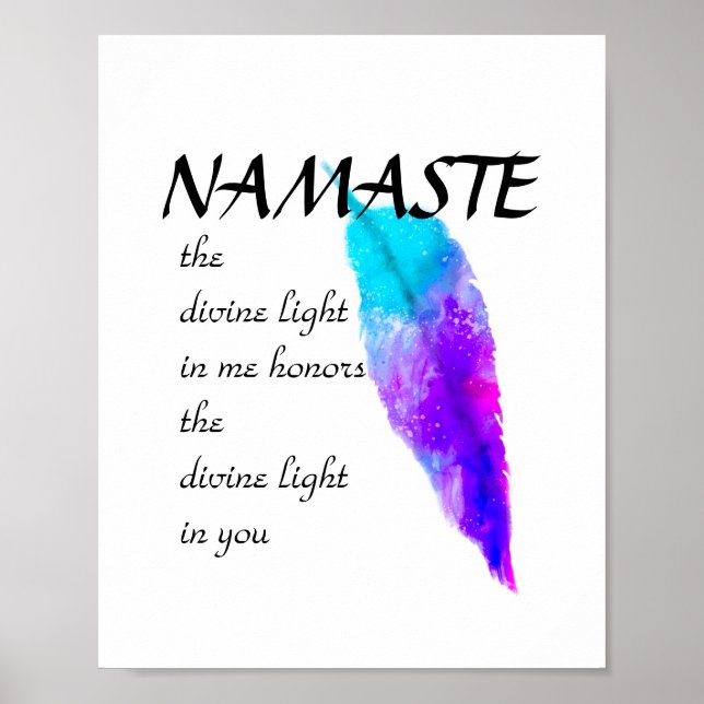 Federwasserfarbe zen Namaste blau und lila Poster (Vorne)