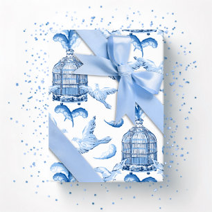 Federweihes Fest in blauem Porzellan Geschenkpapier