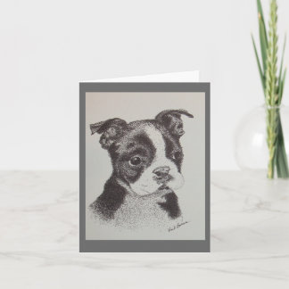 Federzeichnen von Boston-Terrier Karte