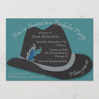 Fedora Hat mit Feathers Bachelor Party Einladung