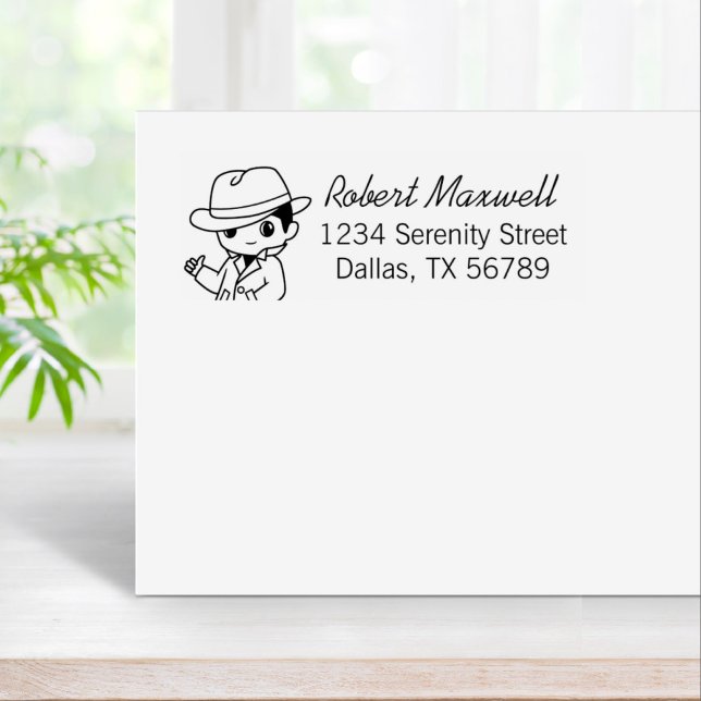 Fedora Hat Trench Coat Man Adresse Gummistempel (Von Creator hochgeladen)
