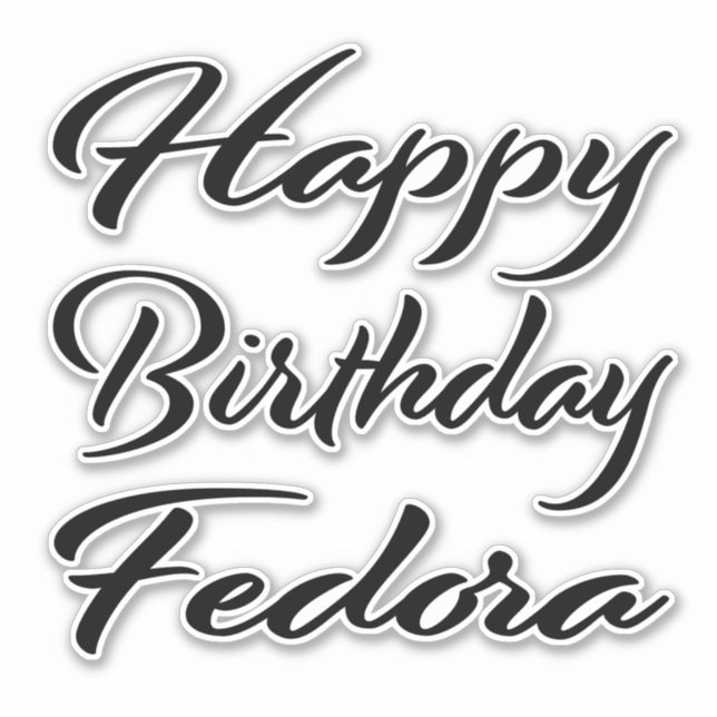 Fedora Name Vorname black Sticker Geburtstag (Vorderseite)