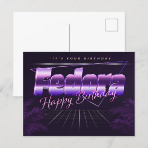 Fedora Name Vorname lila Postkarte Geburtstag
