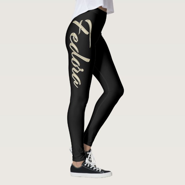 Fedora white gold Handwriting Hose Leggings (Rechts)