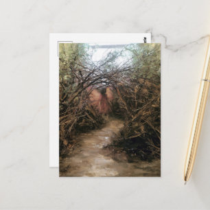Fee auf einem Waldweg Postkarte