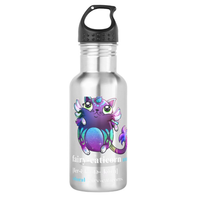 "Fee-cat-unicorn" Edelstahlflasche (Vorderseite)