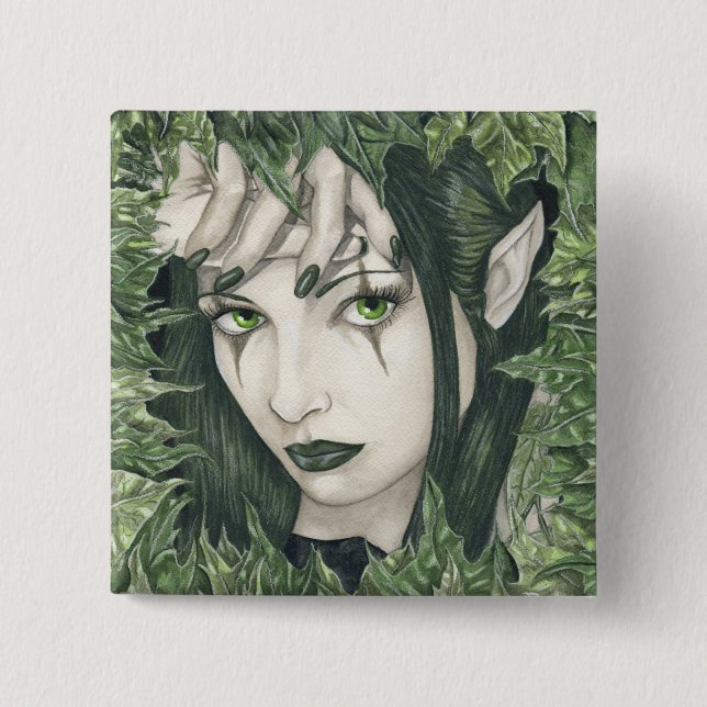 Fee des dunklen Waldknopfes Button (Vorderseite)