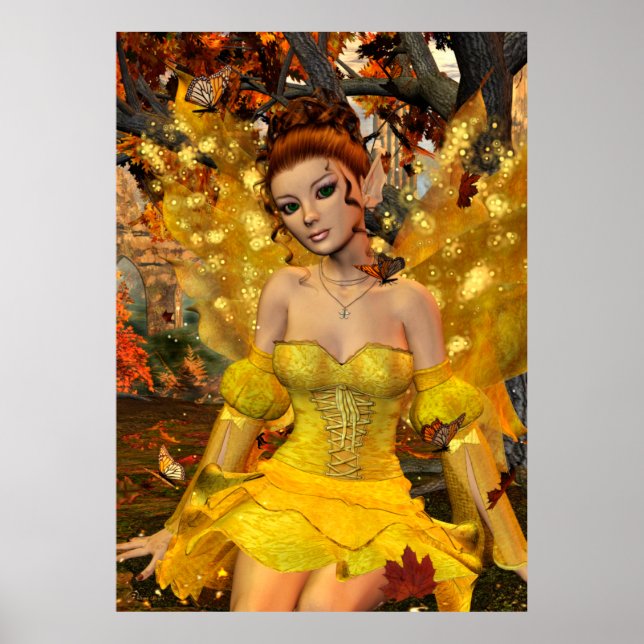 Fee des Herbsttanzes Fantasy Art Poster (Vorne)