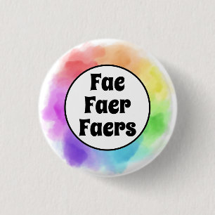 Fee Faer Faers Pronouns im Wasserfarbkreis Button
