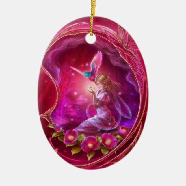 Fee - Girly Digital-Kunst Keramik Ornament (Vorne)