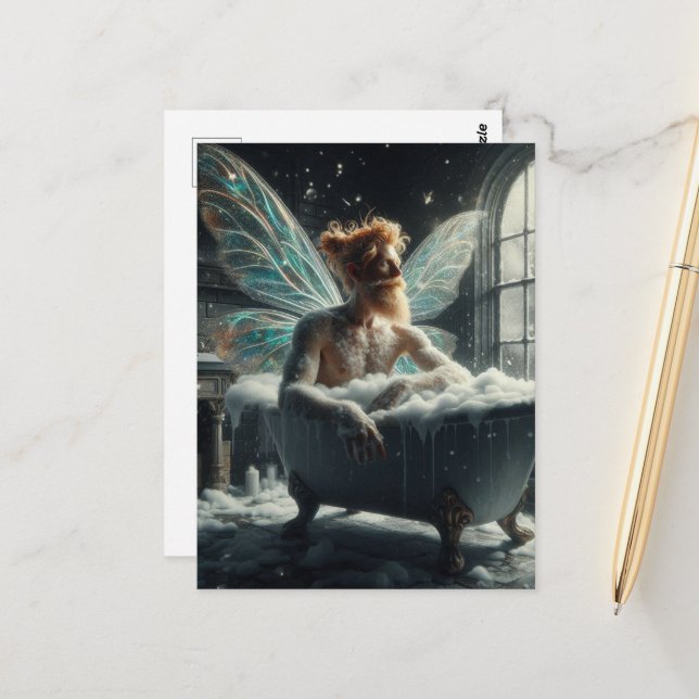 Fee im Bad Postkarte (Vorderseite/Rückseite Beispiel)