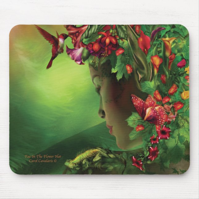 Fee im Blumen-Hut Mousepad (Vorne)