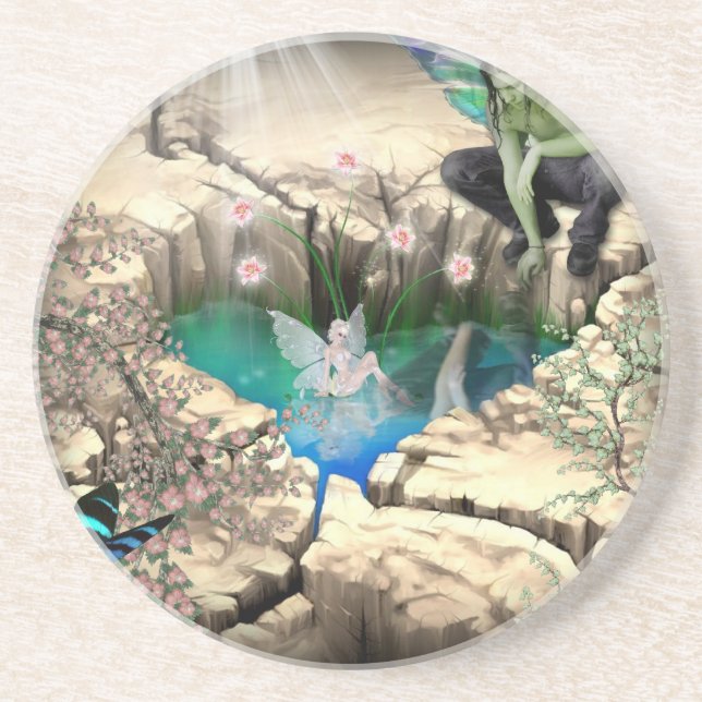 Fee im Elfenteich Sandstein Untersetzer (Vorne)