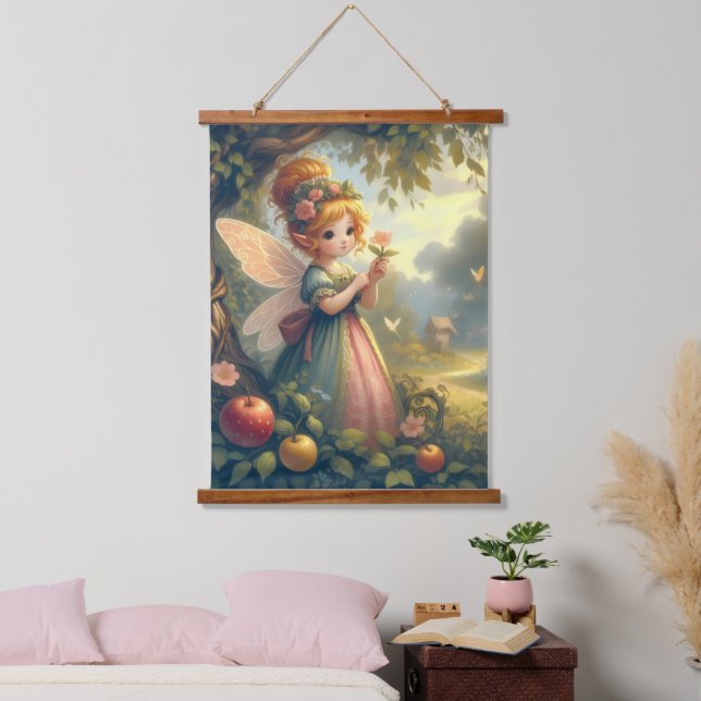Fee im Garten Wandteppich Mit Holzrahmen (Schlafzimmer)