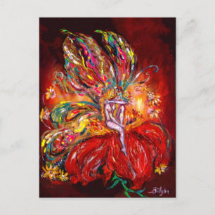 FEE IM ROT EINLADUNGSPOSTKARTE