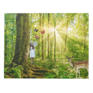 Fee im Zauberwald mit Bambi und Schmetterling Notizblock