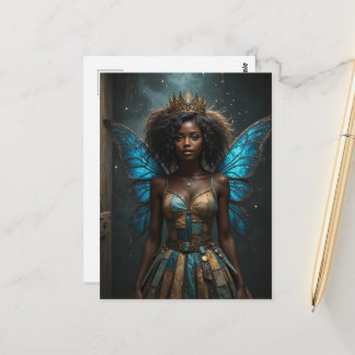 Fee in einem aufbereiteten Kleid Postkarte