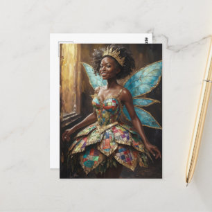 Fee in einem gepolsterten Kleid Postkarte