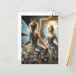 Fee in einem gepolsterten Kleid und einem Golden C Postkarte