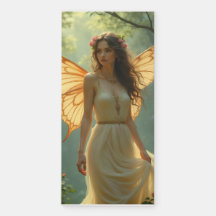 Fee in einem weißen Kleid im Wald