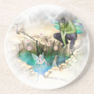 Fee in Elven Pond Vignette Sandstein Untersetzer