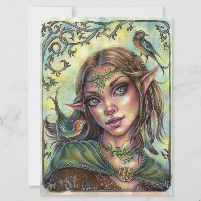 Fee Messengers Art Card Elf Fantasy Forest Female (Vorderseite)