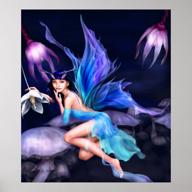 Fee mit Pilzplakat ab 14.95 Uhr Poster (Vorne)