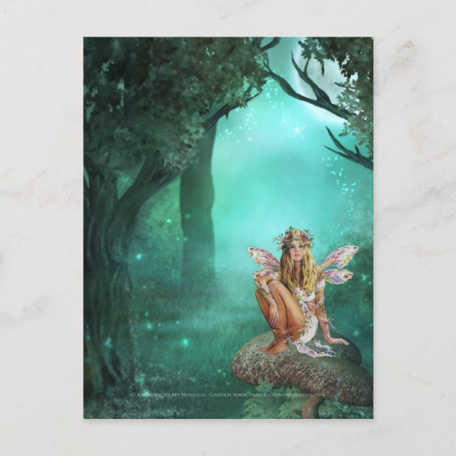 Fee sitzt auf einem Pilz-Postkarte 2 Postkarte (Vorderseite)