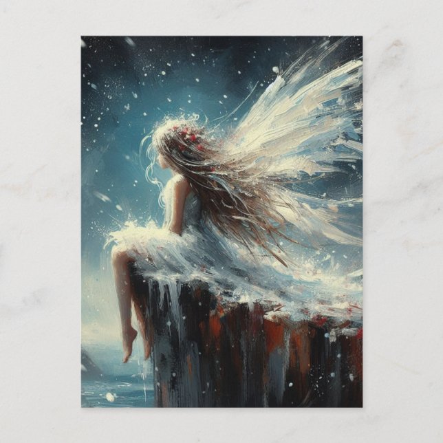 Fee sitzt auf einer Klippe Postkarte (Vorderseite)