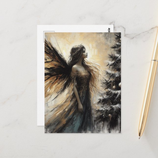 Fee und ein Weihnachtsbaum Postkarte (Vorderseite/Rückseite Beispiel)