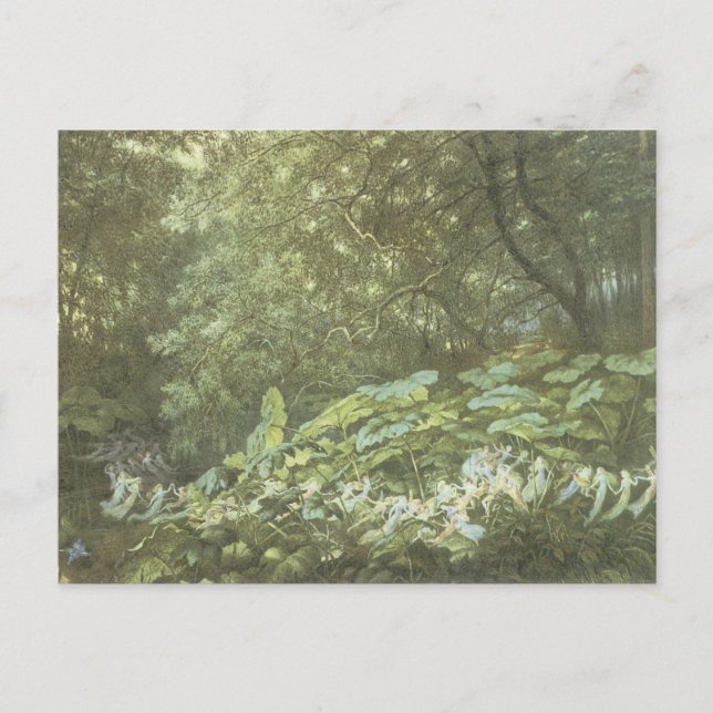 Fee Vintager Wald Postkarte (Vorderseite)