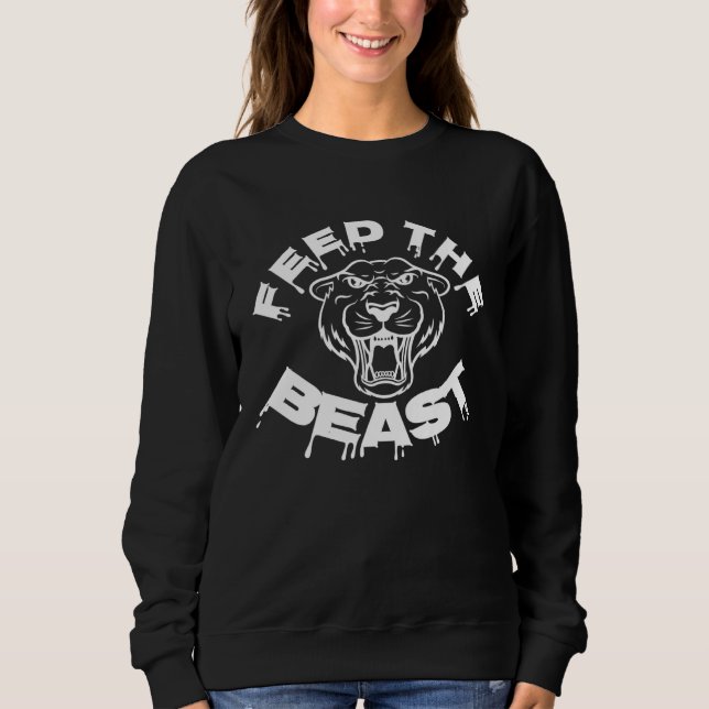 Feed Beast Lion Tiger Roaring Inspiration Sweatshirt (Vorderseite)