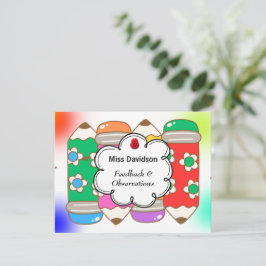 Feedback-Kommentar des Lehrers an den Schüler Mitteilungskarte