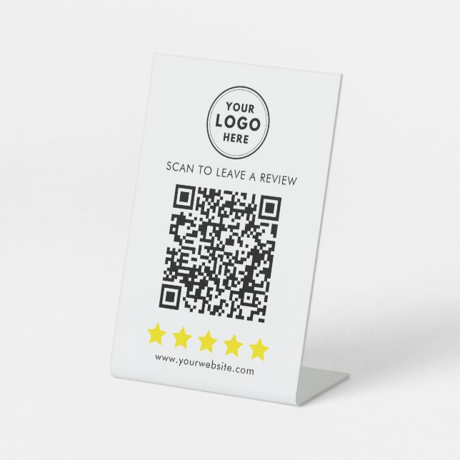 Feedback zu beruflichen Logos und QR-Bewertungen Sockelschild (Vorderseite)