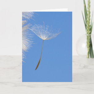 Feel free - flying Dandelion seed in blue sky Karte