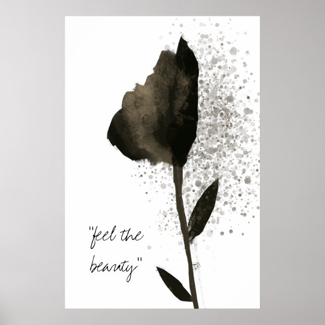 "Feel the Beauty" Golden Waercolor Tulip Blume Poster (Vorne)