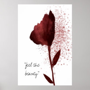 "Feel the Beauty" Rote Wasserfarbe Tulip Blume Poster