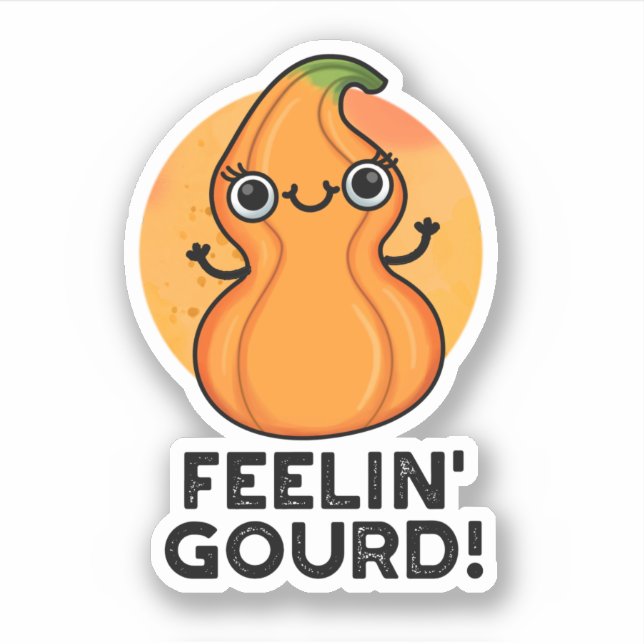 Feelin Gourd Funny Veggie Pun Aufkleber (Vorderseite)