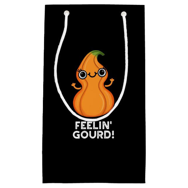 Feelin Gourd Funny Veggie Pun Dark BG Kleine Geschenktüte (Vorderseite)