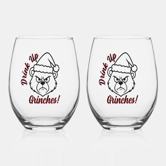 Feelin Grinchy Weinglas Ohne Stiel (Vorderseite)