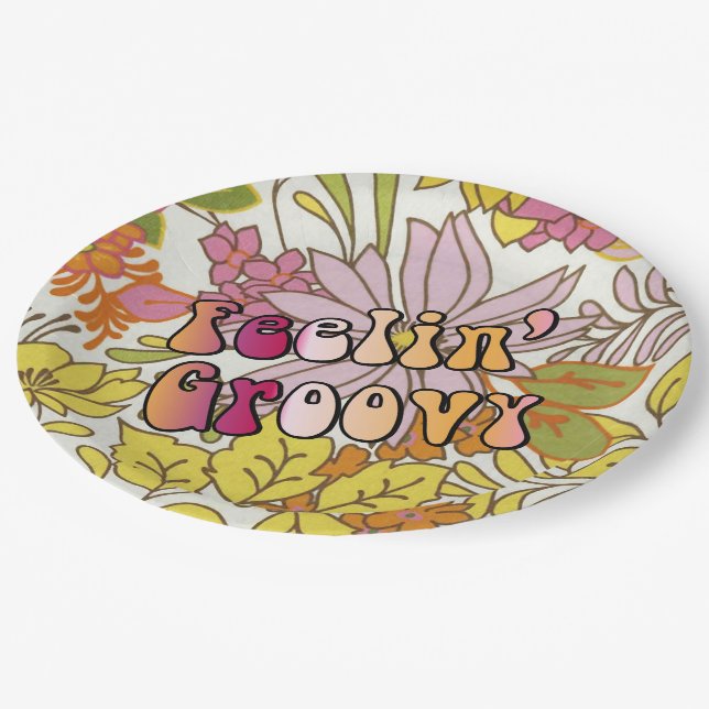 Feelin' Groovy Pappteller (Schrägansicht)