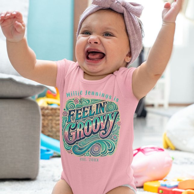 Feelin' Groovy Retro 70er Vintag Psychedelic Baby Strampler (Von Creator hochgeladen)