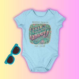 Feelin' Groovy Retro 70er Vintag Psychedelic Blue Baby Strampler