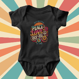 Feelin' Groovy Retro 70er Vintag Psychedelic T-Sh Baby Strampler