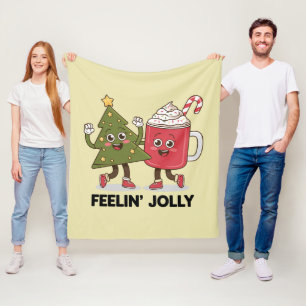 Feelin Jolly Christmas Tree Kaffee Lover Winter Fleecedecke
