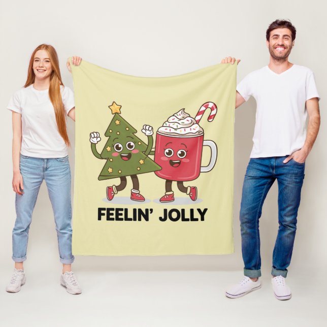 Feelin Jolly Christmas Tree Kaffee Lover Winter Fleecedecke (Beispiel)