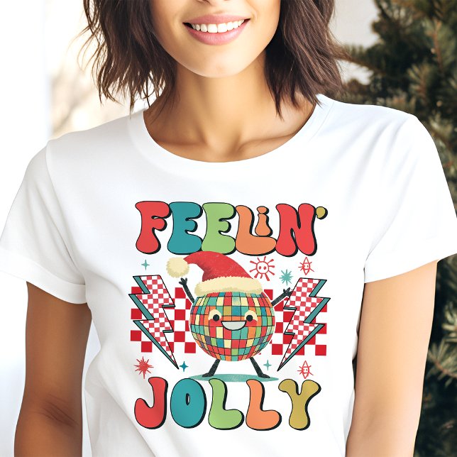 Feelin' Jolly Retro Christmas Vibes Tri-Blend Shirt (Von Creator hochgeladen)