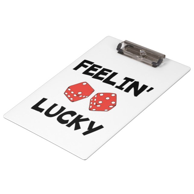 "FEELIN' LUCKY DICE KLEMMBRETT (Schrägansicht)